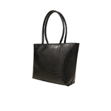Black Croc Textured Tote Bag