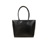 Black Croc Textured Tote Bag