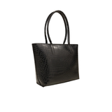 Black Croc Textured Tote Bag