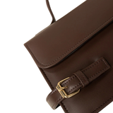 Dark Brown Structured Top Handle Handbag