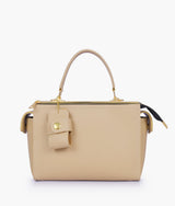 Beige Bowling Bag with Top Handle