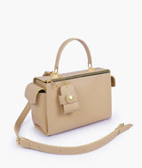 Beige Bowling Bag with Top Handle