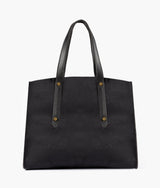 Black suede multi compartment satchel bag