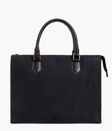 Black suede workplace handbag