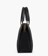 Black suede workplace handbag