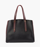 Black with burgundy multi compartment satchel bag