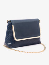 Blue Criss Cross Patterned Handbag -
