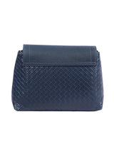 Blue Criss Cross Patterned Handbag -
