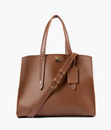 Brown multi compartment satchel bag