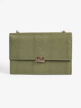Green Snake Textured Handbag -