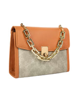 Grey Two-Toned Flap Handbag -