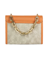 Grey Two-Toned Flap Handbag -