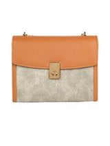 Grey Two-Toned Flap Handbag -