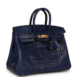 Hermes Birkin 25 Bleu Saphir Alligator Matte with Gold Hardware