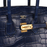 Hermes Birkin 25 Bleu Saphir Alligator Matte with Gold Hardware
