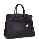 Hermes Birkin 35 Raisin Clemence Palladium Hardware