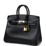 Hermes Birkin 25 Black Box Gold Hardware