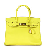 Hermes Birkin 30 Lime Epsom Gold Hardware