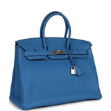 Hermes Birkin 35 Mykonos Clemence Palladium Hardware