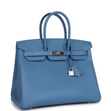 Hermes Birkin 35 Bleu Azur Epsom Palladium Hardware