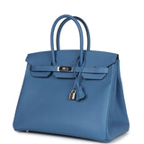 Hermes Birkin 35 Bleu Azur Epsom Palladium Hardware