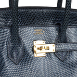 Hermes Birkin 25 Bleu De Malte Varanus Niloticus Lizard Gold Hardware