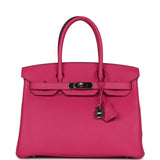 Hermes Birkin 30 Rose Shocking Clemence Palladium Hardware