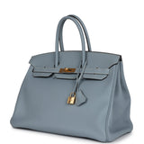 Hermes Birkin 35 Bleu Lin Togo Gold Hardware