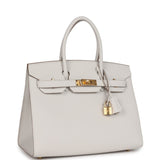 Hermes Birkin Sellier 30 Gris Pale Epsom Gold Hardware