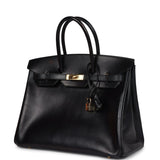 Hermes Birkin 35 Black Box Gold Hardware