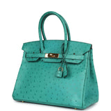 Hermes Birkin 30 Vert Verone Ostrich Gold Hardware