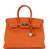 Hermes Birkin 35 Orange Epsom Palladium Hardware