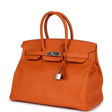 Hermes Birkin 35 Orange Epsom Palladium Hardware