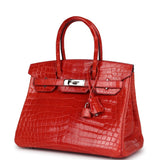 Hermes Birkin 30 Geranium Shiny Niloticus Crocodile Palladium Hardware
