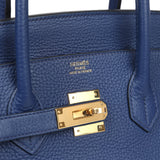 Hermes Birkin 35 Bleu Saphir Clemence Gold Hardware