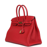 Hermes Birkin 35 Rouge Casaque Togo Gold Hardware