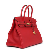 Hermes Birkin 35 Rouge Casaque Togo Gold Hardware