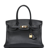 Hermes Birkin 30 Black Novillo Gold Hardware