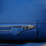 Hermes Birkin 35 Bleu Mykonos Shiny Porosus Crocodile Palladium Hardware