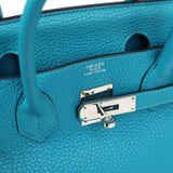Hermes Birkin 30 Turquoise Clemence Palladium Hardware