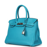 Hermes Birkin 30 Turquoise Clemence Palladium Hardware