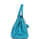 Hermes Birkin 30 Turquoise Clemence Palladium Hardware