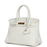 Hermes Birkin 30 White Clemence Gold Hardware