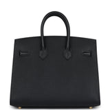 Hermes Birkin Sellier 25 Black Epsom Gold Hardware