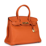 Hermes Birkin 30 Orange Togo Gold Hardware