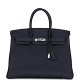 Hermes Birkin 35 Bleu Nuit Togo Palladium Hardware