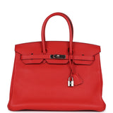 Hermes Birkin 35 Geranium Togo Palladium Hardware