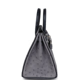 Hermes Special Order (HSS) Birkin 25 Gris Agate and Bleu Indigo Ostrich Brushed Palladium Hardware