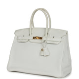 Hermes Birkin 35 White Clemence Gold Hardware