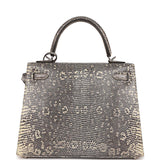 Hermes Kelly Sellier 25 Ombre Varanus Salvator Lizard Palladium Hardware